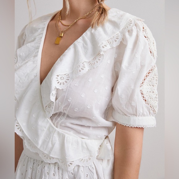 Forever That Girl by Anthropologie white cotton eyelet lace blouse - Picture 9 of 11